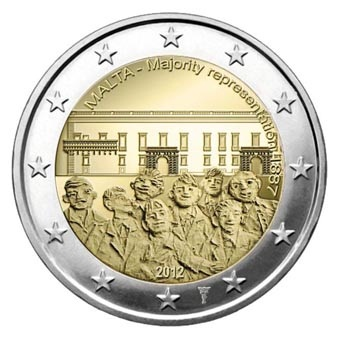 2 EURO COULEUR MALTE 2012AA MAJORITY REPRESENTATION 1887 