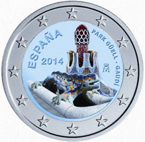 2 euro Espagne 2014 Antonio Gaudi couleur 1