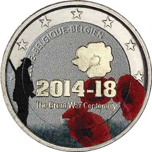 2 euro Belgique 2014 - 100 ans guerre mondiale couleur 3