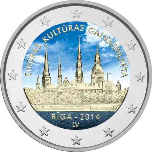 2 euro Lettonie 2014 Riga Capitale de la culture couleur 1
