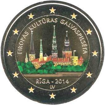 2 euro Lettonie 2014 Riga Capitale de la culture couleur 3