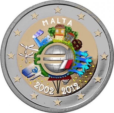 2 euro Malte 2012 - 10 ans de l'euro couleur 2