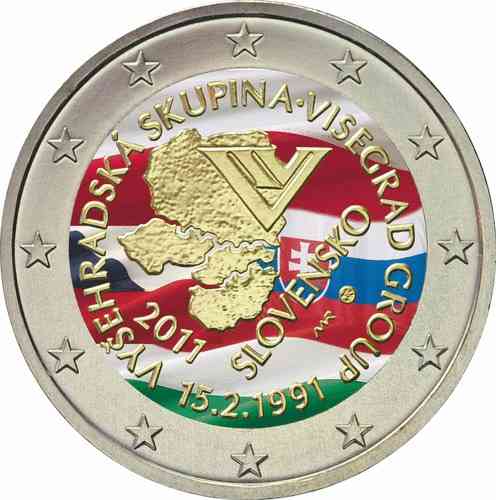2 euro Slovaquie 2011 Groupe Visegrad couleur 3