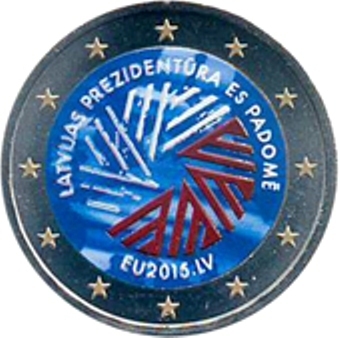 2 euro Lettonie 2015 Présidence UE couleur 4
