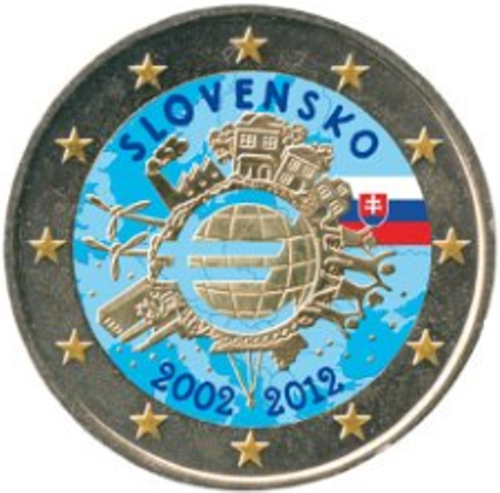 2 euro Slovaquie 2012 - 10 ans de l'euro couleur 3