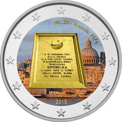 2 euro Malte 2015 République 1974 couleur 1