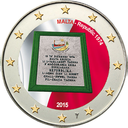 2 euro Malte 2015 République 1974 couleur 3