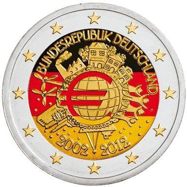 2 euro Allemagne 2012 - 10 ans de l'euro couleur 3