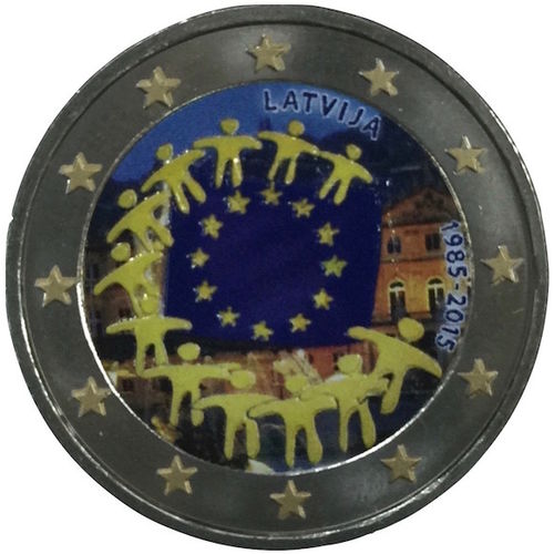 2 euro Lettonie 2015 Drapeau Européen couleur 1