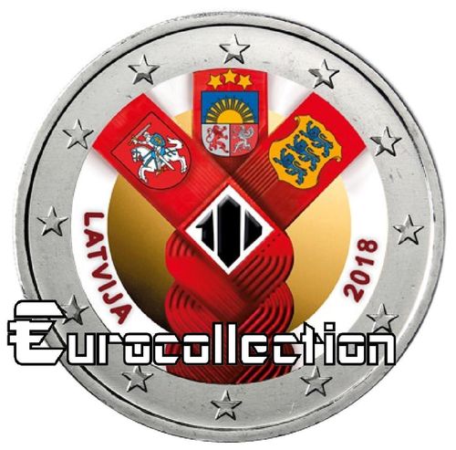 2 euro Lettonie 2017 Indépendance des Pays baltes couleur 2