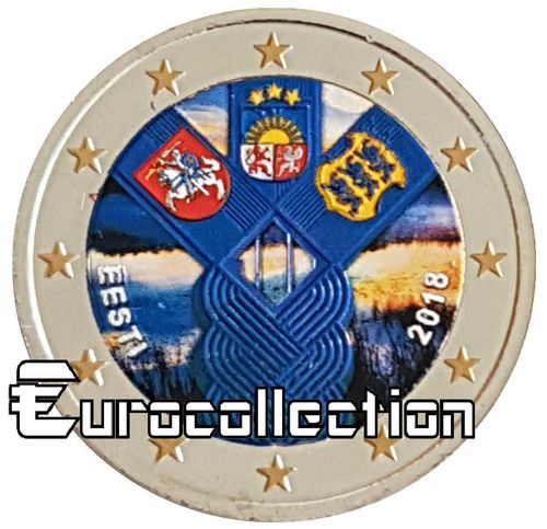 2 euro Estonie 2018 Indépendance des Pays baltes couleur 3
