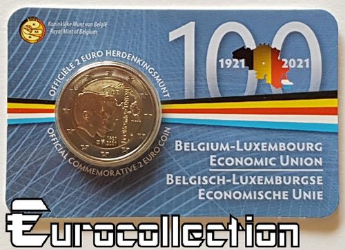 Coincard 2 euro Belgique 2021 Union économique Version Wallonne