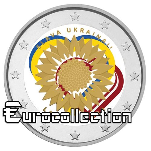 2 euro Lettonie 2023 Tournesol ukrainien couleur 1
