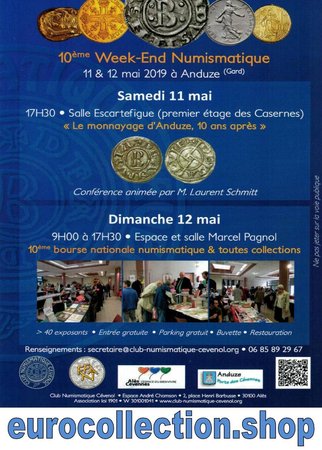 Anduze 10ème Bourse Numismatique et toutes collections - dimanche 12 mai 2019\\n\\n23/01/2019 18:28