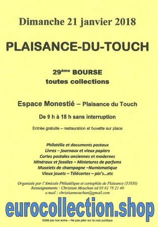 Plaisance du Touch 21 janvier 2018 Bourse toutes collections, Numismatique\\n\\n15/12/2017 11:53